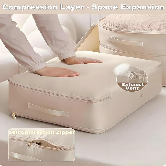 Comforter Storage Bag, Bedding & Blanket Self Compression Storage Organizer | - Image 4