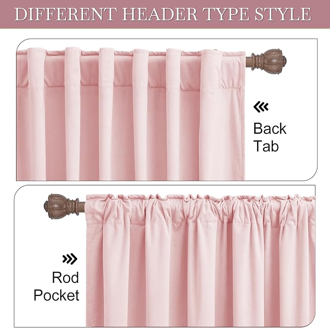 RYB HOME Baby Pink Velvet Curtains 84 inches - Image 6