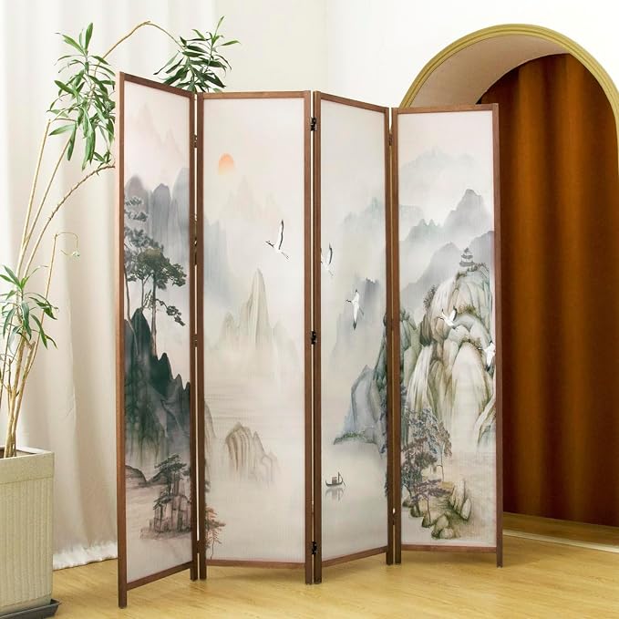 4 Panel Room Divider, 5.6 ft Tall Blackout Folding Privacy Screen - Image 3