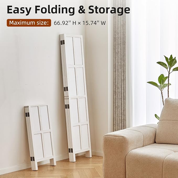 4 Panel Room Divider, 2-in-1 Detachable Privacy Screen, Folding Privacy Screen - Image 6