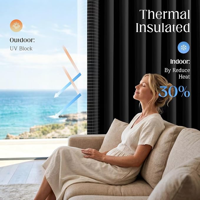 CUCRAF Black Blackout Curtains 84 inch Length 2 Panels Set, Rod Pocket Room - Image 3