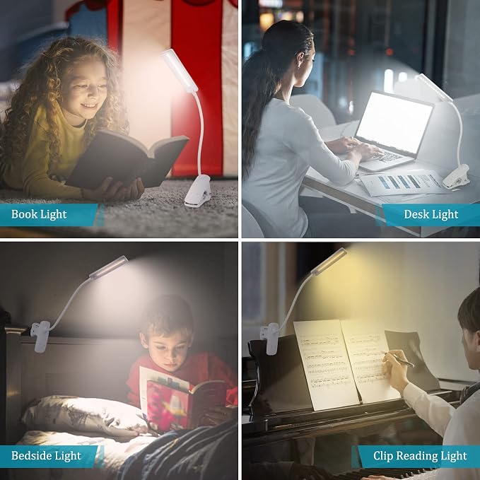LED Reading Light with Clip USB Rechargeable Book Lights, Eye Protection 24 - Image 6