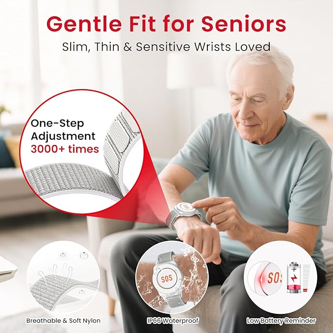 CallToU Caregiver Pager Wireless Call Button Nurse Alert System 500+ Feet for Home/Elderly/Patient/Disabled 2 Plugin Receiver 2 Waterproof Transmitter 2 Watches Transmitter