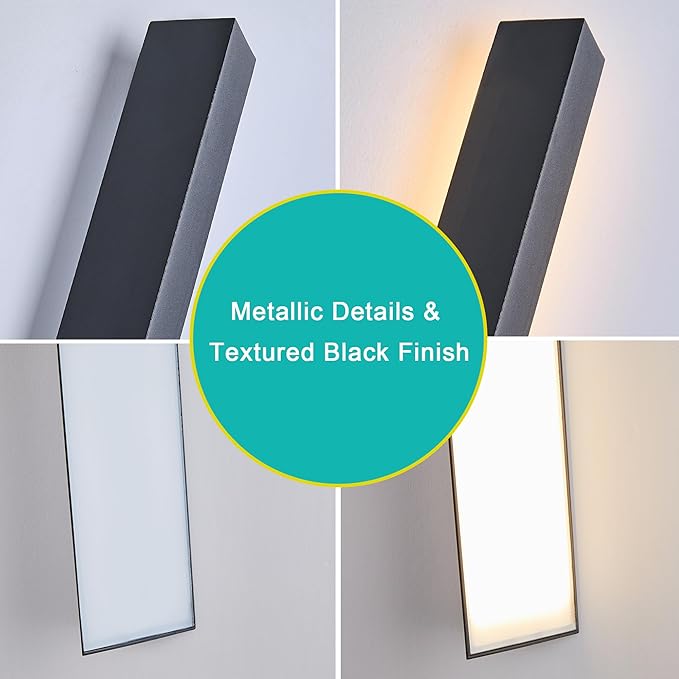 Tarentlight Modern Outdoor Porch Light Patio Lamp in 20W 3000K Integrated LED with Aluminum Triangle & Frosted Glass, IP65 Waterproof Wall Sconce,2 Pack(Textured Black),Can Installed in Any Direction.