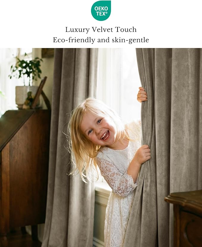 Taupe Thermal Insulated Curtains 90 inches Back Tab, 2 Panels | Heavy Soft - Image 7