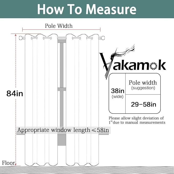 Yakamok Blackout Curtains 38x84 inch Dark Teal Thermal Drapes-Bedroom | 2 panels - Image 7