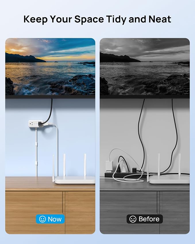 TROND 360° Rotating Flat Plug Short Extension Cord 3ft, Low Profile Power Strip - Image 9