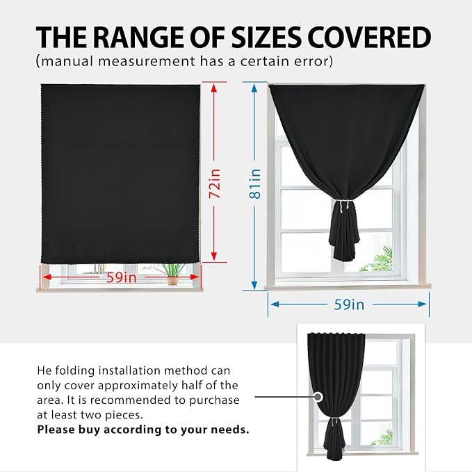Paste Style Curtains for Windows, Bedroom Blackout Curtains for - Image 3