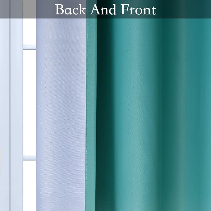 SimpleHome Teal to Grey White Ombre Room Darkening Curtains 63 Inch | Curtains - Image 5