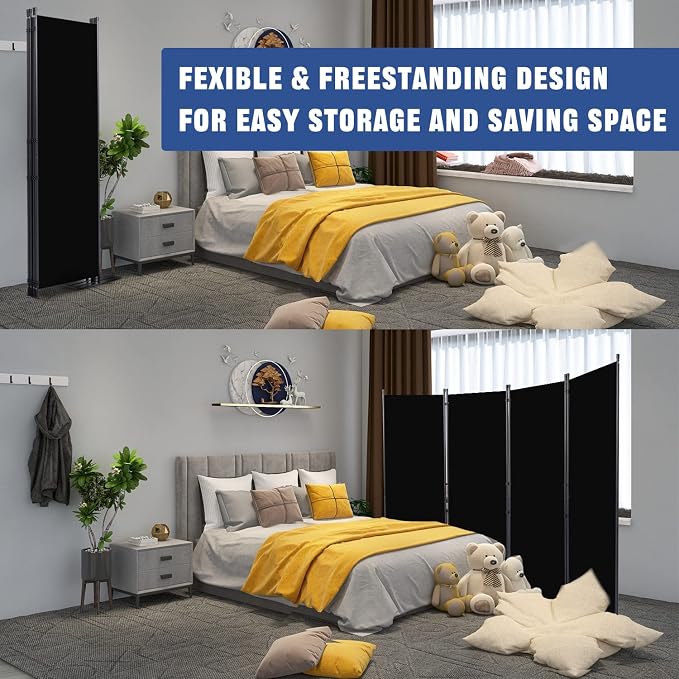 Room Divider 4 Panel-88''Wide, 6FT Room Dividers and Folding Privacy Screens | - Image 5