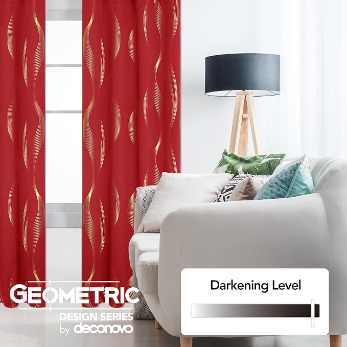 Deconovo Curtains for Living Room, Pattern Blackout Curtains 84 Inches Long | - Image 3