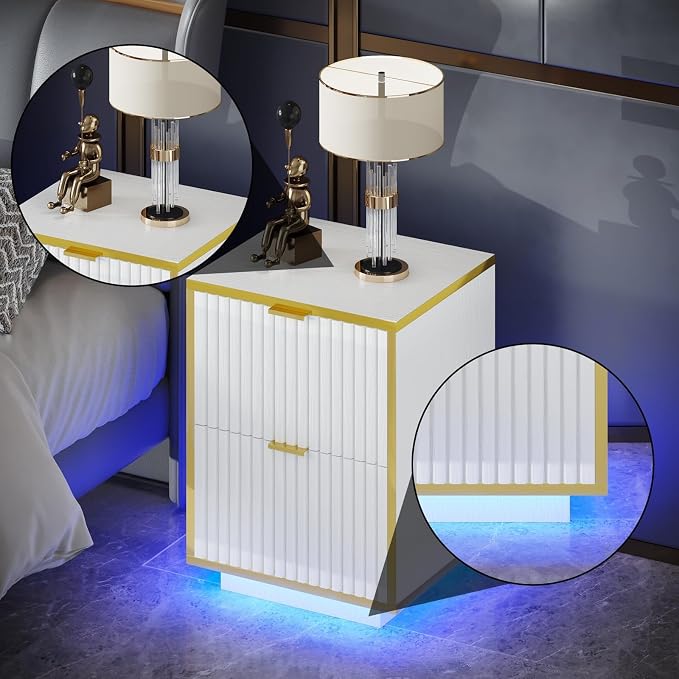 4ever2buy LED Nightstand with Drawers - Image 6