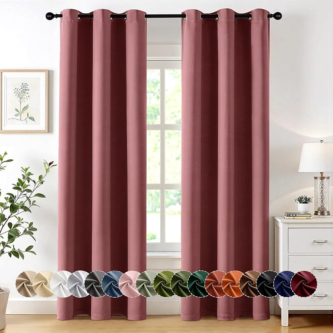 MIULEE Blackout Curtains for Bedroom 2 Panels 40 x 84 Inch Long Dusty Rose | by MIULEE