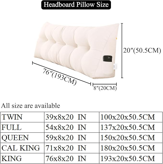 SAMTY Triangular Wedge Pillow headboard King Size for Couch Large headboard Pillow with Removable Cover Back Rest Pillows for Sitting up in Bed