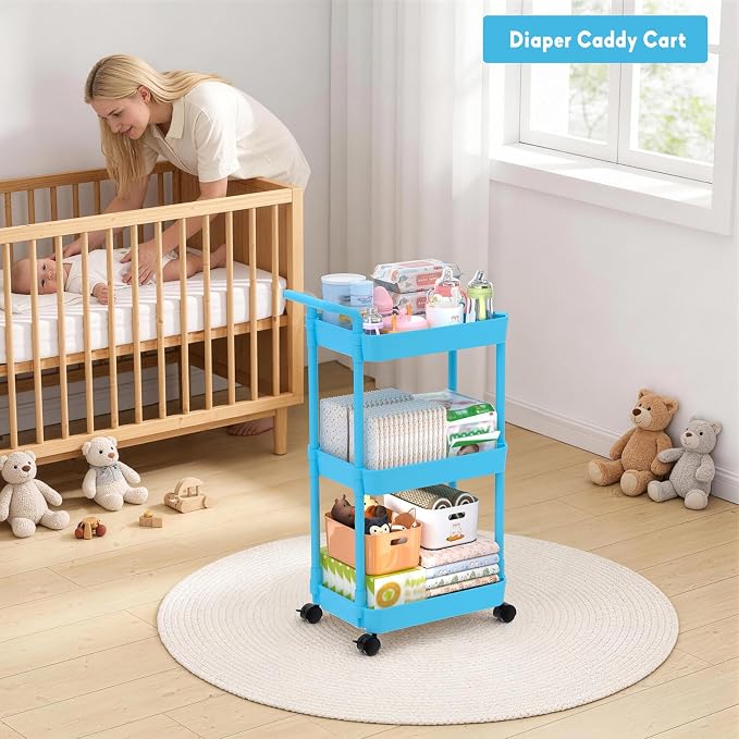 Volnamal Diaper Caddy, 3 Tier Rolling Cart - Image 7