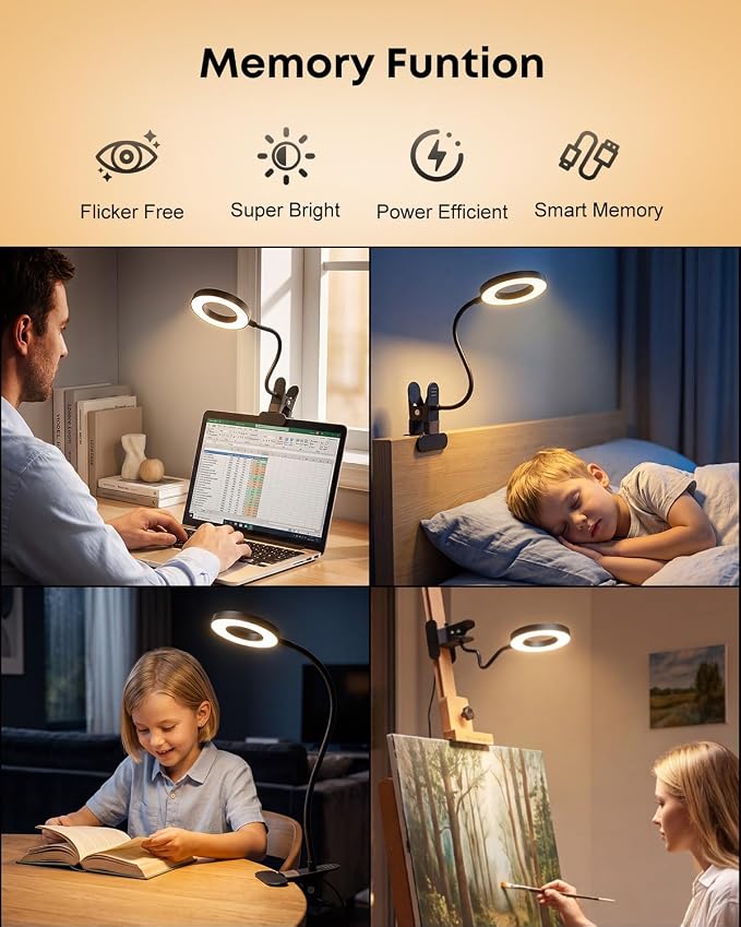 Clip on Light 5W Desk Lamp, Eye Caring Reading Light - Image 4