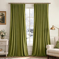 MIULEE Moss Green Velvet Pinch Pleat Blackout Curtains W52 X L84 Inches | 2 by MIULEE