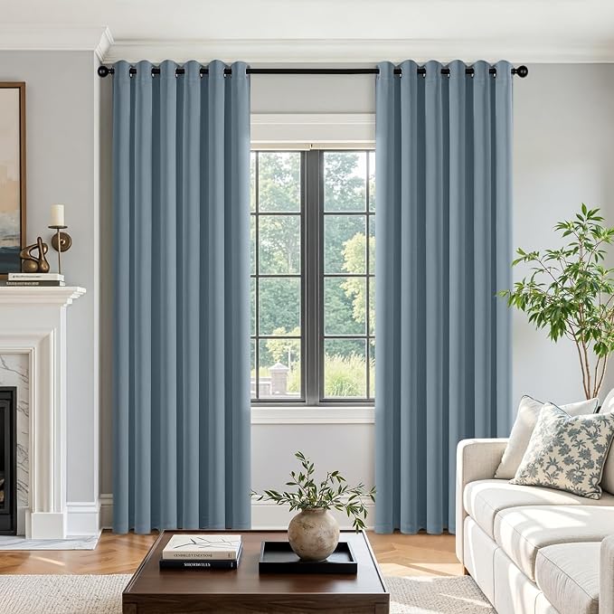 Stone Blue Blackout Curtains for Bedroom Living Room W40 x L84 Inch | 84 Inch - Image 5