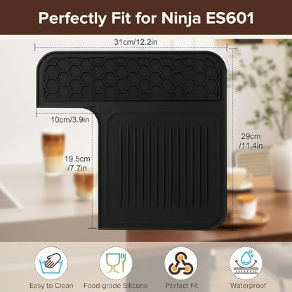 1 Pcs Top Mat for Ninja Luxe Cafe Espresso Machine ES601 & ES701, with Barista Towel and Coffee Cleaning Brush, Clean and Protects Top Surface, Anti-scratch, Non-Slip Silicone Coffee Machine Mat