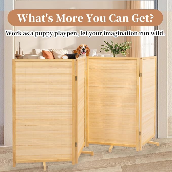 Room Divider Folding Privacy Screens, Hand-Made Natural Bamboo Room Dividers | - Image 6