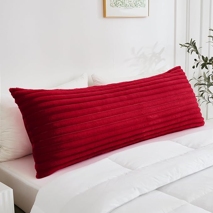 Full Body Pillow with Fluffy Stripe Faux Fur Removable Cover, 7D Fiber Fill - Image 4