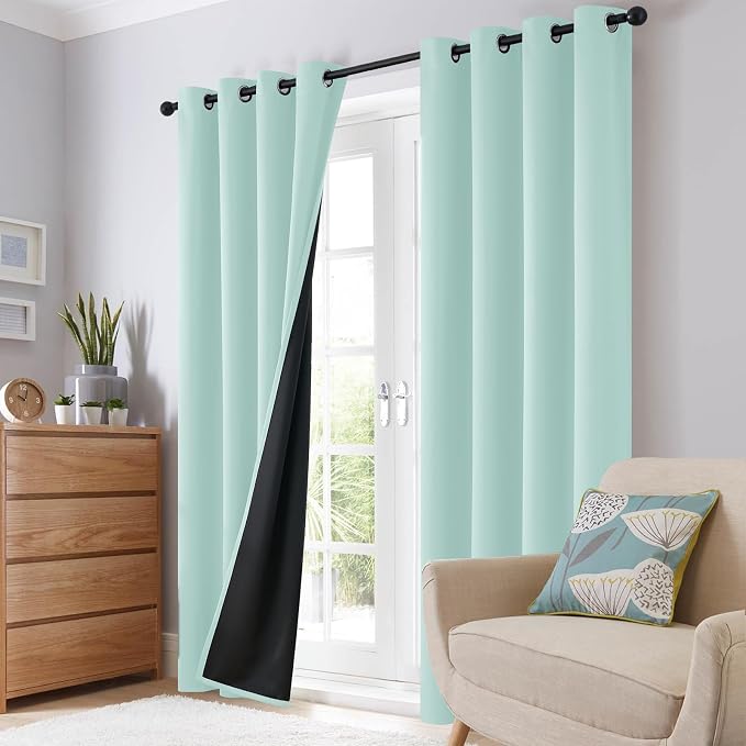 SimpleHome Aqua 100% Blackout Curtains Room Darkening Living Room 84 Inch | - Image 8