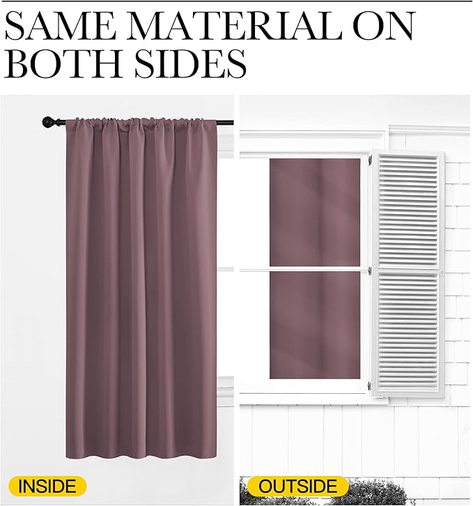NICETOWN Kitchen Curtains, Dry Rose, Short Blackout Curtains & Drapes, Thermal - Image 5