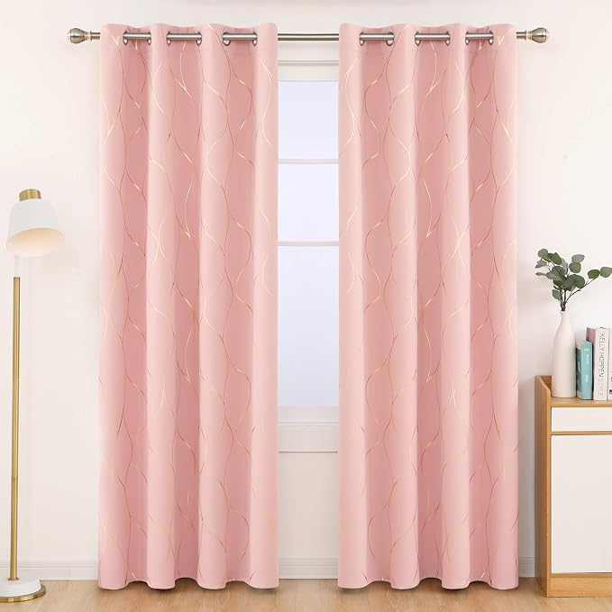 Deconovo Curtains for Living Room, Pattern Blackout Curtains 108 Inch Long | - Image 2