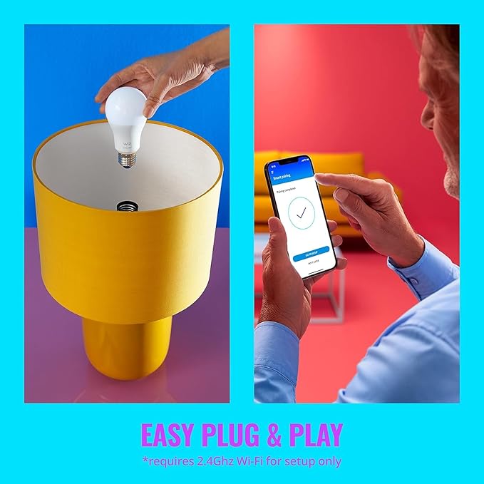 WiZ 65W BR30 Tunable White LED Smart Bulb - Pack of 6 - E26- Indoor - Connects to Your Existing Wi-Fi - Control with Voice or App + Activate with Motion - Matter Compatible