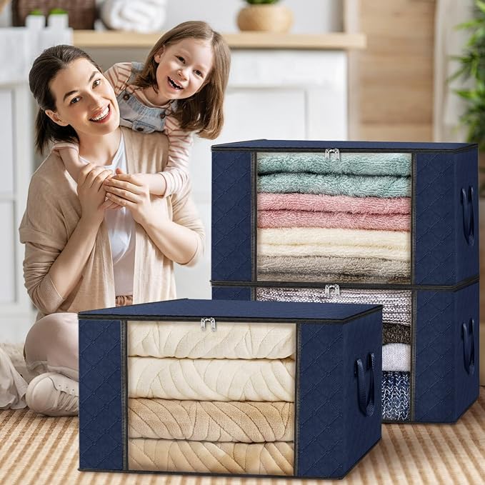 3 Pack Storage Bags for Clothes Blanket Storage Bins - Image 7