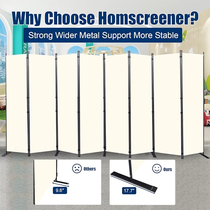 Room Divider 8 Panel-176''Wide, 6FT Room Dividers and Folding Privacy Screen | - Image 3