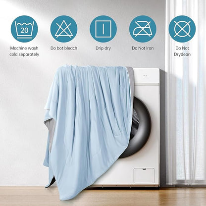 EASELAND Cooling Comforter King, Cold Touch Fabric Absorbs Body Heat, Double-Sided Cool Design Soft Fluffy Cooling Blanket for Night Sweats Hot Sleeper (Blue, King(108"X90"))