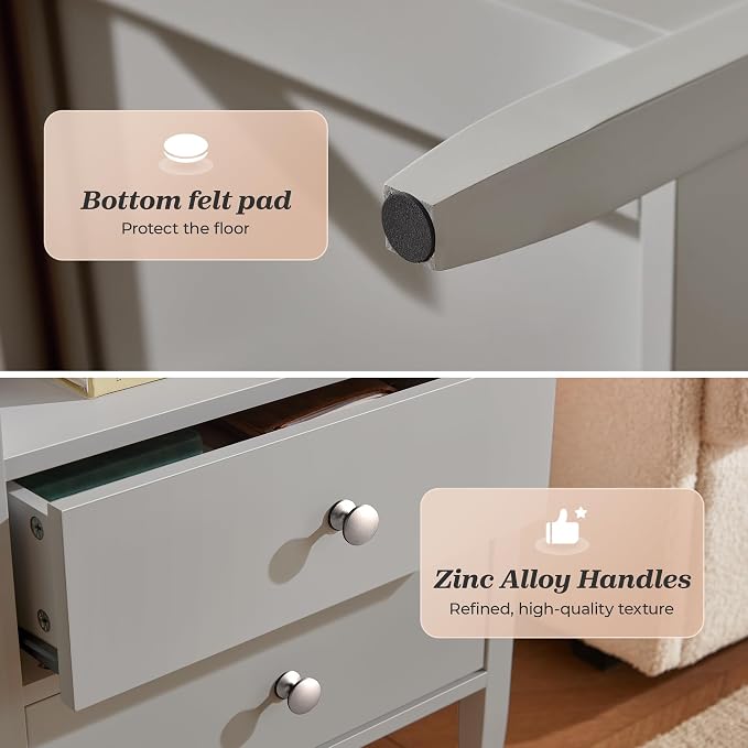 Huuger Grey Nightstand Set of 2, Night Stand - Image 7