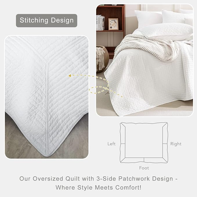 Lady Ann Oversized King Quilt 128x120, Lightweight & Soft Farmhouse Coverlet - Image 3