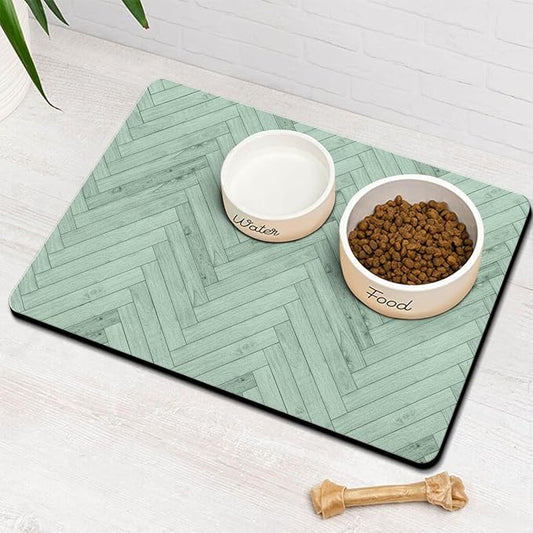 Dog Food Mats for Floors Absorbent, Pet Cat Food Mat - Quick Dry Dog Bowl Mats for Food and Water, Eco-Friendly Boho Pet Supplies