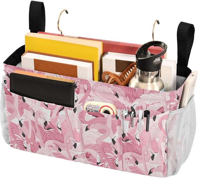 Pink Flamingo tag8 Bedside Caddy Storage Bag Bedside Organizer - Image 3