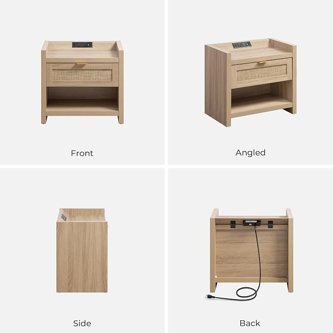 SICOTAS Rattan Nightstands Set of 2 : Bedside Table - Image 8