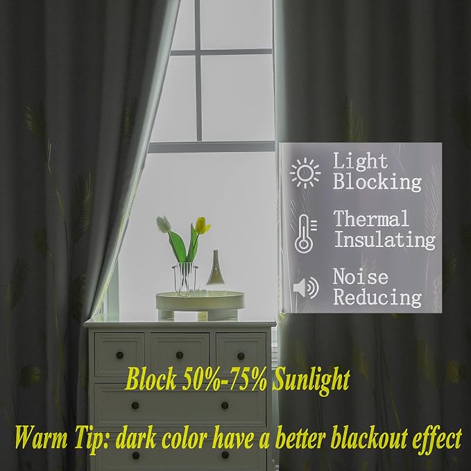 Light Grey Blackout Curtains for Bedroom, Thermal Insulated Window Drapes - Image 6