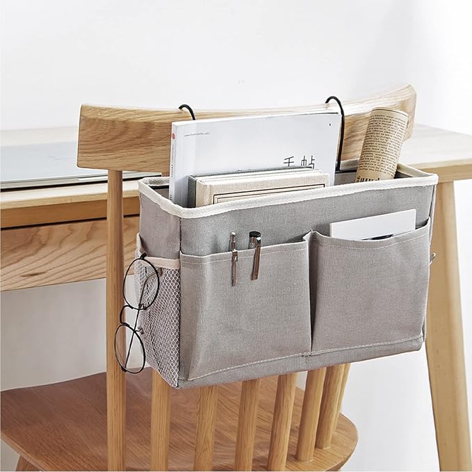 F&Y Cotton Linen Bedside Hanging Organizers, Storage Pocket Basket - Image 3