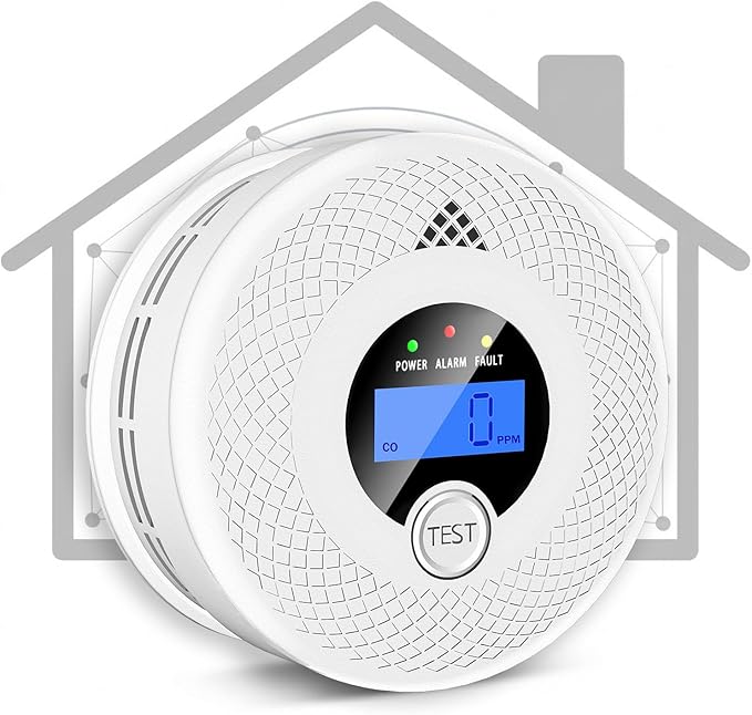 Interconnected 2-in-1 Smoke & Carbon Monoxide Detector with Digital LCD Display, 85dB Loud Alarm, RF Linking for Whole Home Safety, Easy Install for Bedroom, Hallway, RV