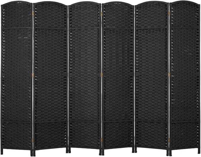 Room Divider 6 Panel 5.6 FT Tall Privacy Screen Waterproof Wood Frame Partition by PayLessHere