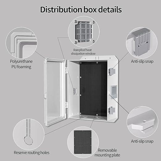 Namunanee Outdoor Electrical Junction Box, ABS Water Resistant Enclosure with Internal Mounting Panel & Hinged Cover (13" H* 9.2" L* 5.6" W)