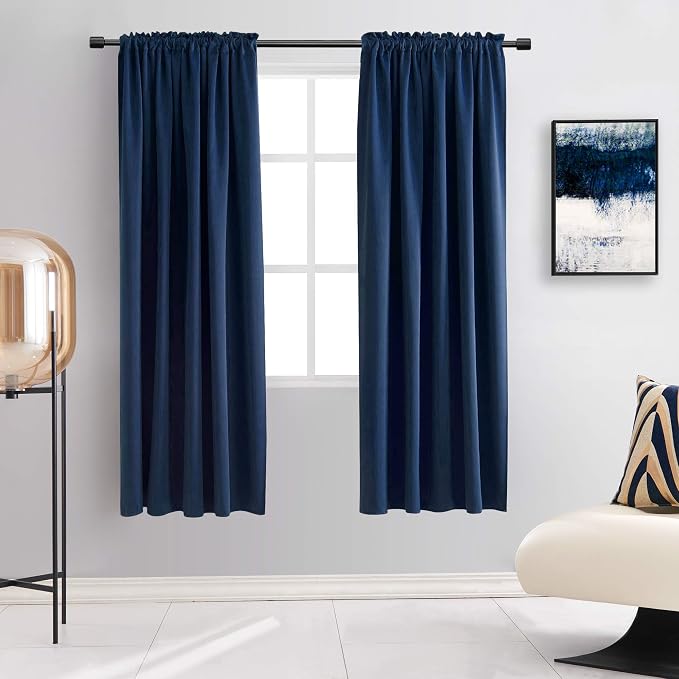 72 Inch Navy Blue Blackout Curtains by DONREN