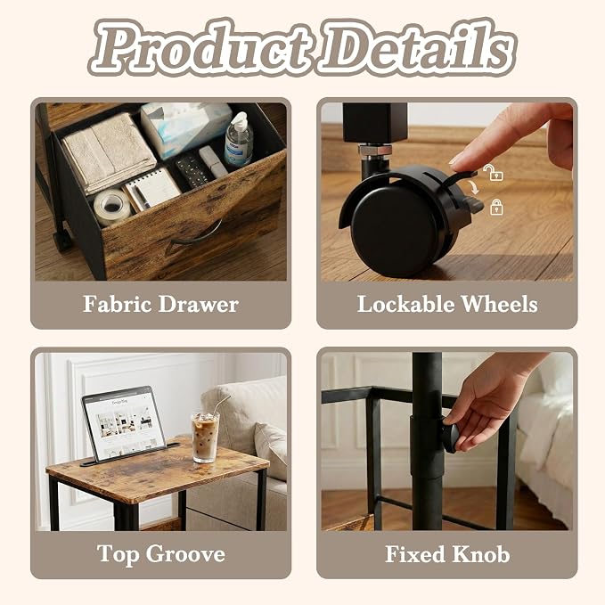 Faesun Swivel Lift Top Nightstand - Image 5