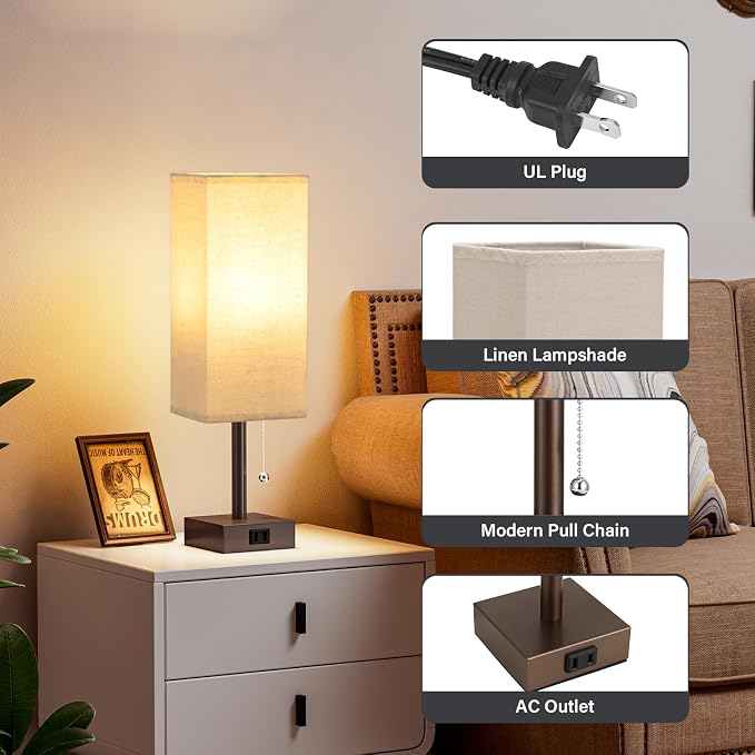 Bedside Lamp for Bedroom Set of 2 - Image 7