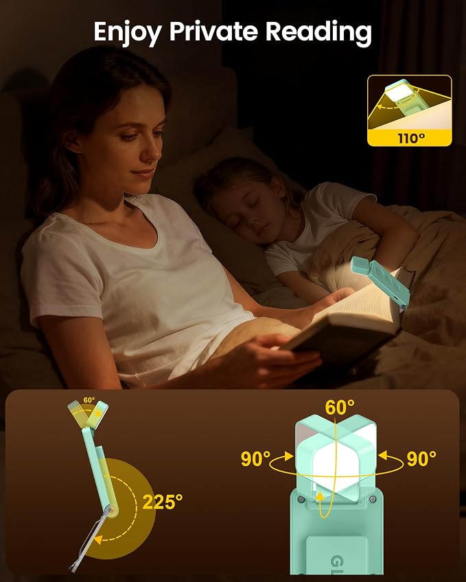 Glocusent Eye-Caring 12 LED Book Light, Compact Rechargeable Reading Light | - Image 7