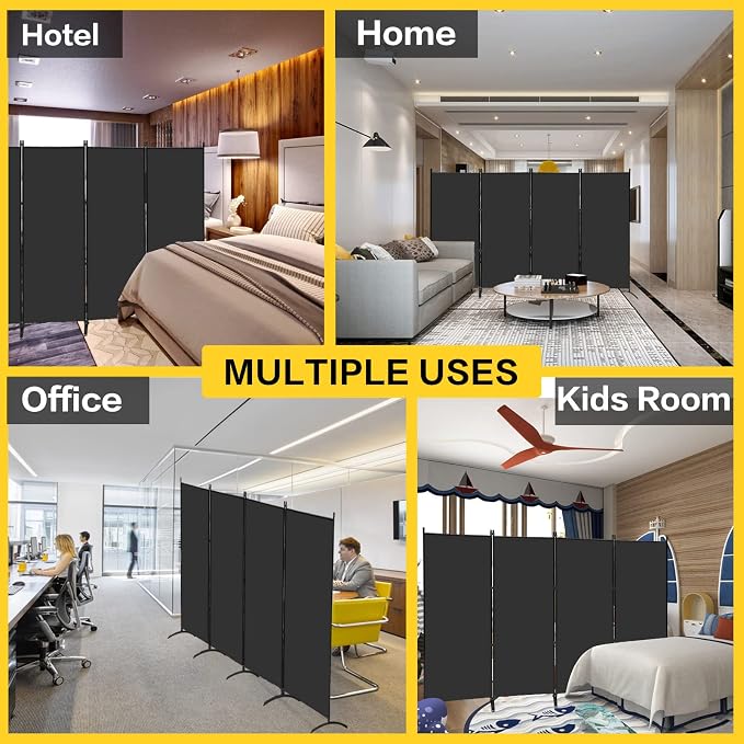 MAYOLIAH 4 Panel Privacy Screen Room Dividers 6FT Tall Portable Office Wall | - Image 4