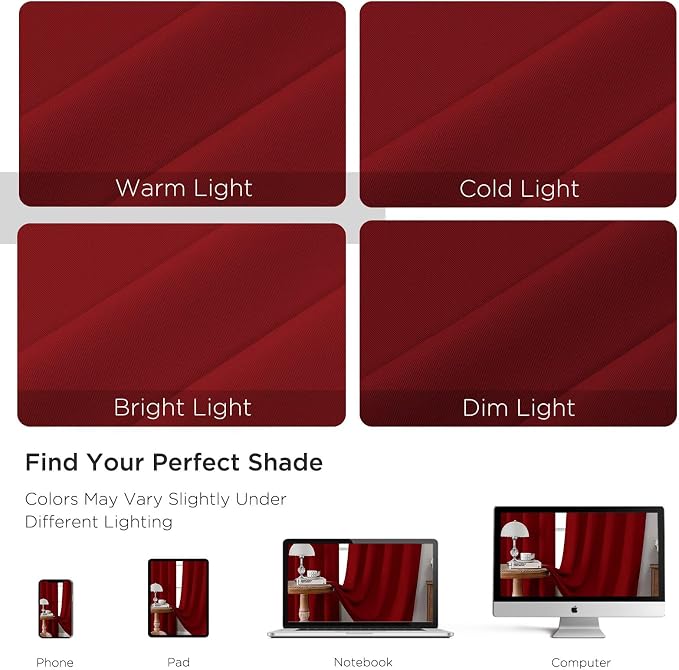 CUCRAF Red Blackout Curtains 84 inch Length 2 Panels Set, Rod Pocket Room - Image 4