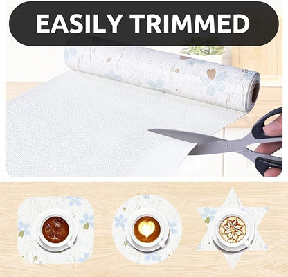 RAY STAR 18X96 Inch Shelf Liner for Kitchen Cabinets, Non-Adhesive Cabinet Liner Washable, PVC Drawer Liner for Dresser Non-Slip Bathroom (Floral)(10 Roll)