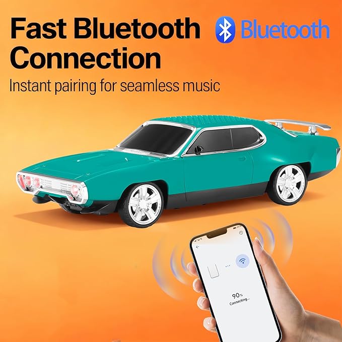 Retro Car Bluetooth Speaker with HD Stereo Sound, TWS Pairing, LED Party Lights, Built-in Microphone, Portable Wireless American Vintage-Style Bluetooth Speaker for Home, Office & Outdoor (Green)